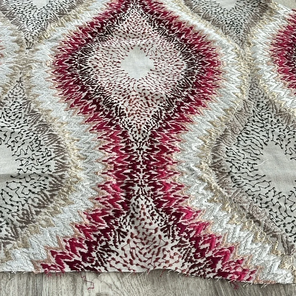 Beautiful embroidered fabric remnant quilts